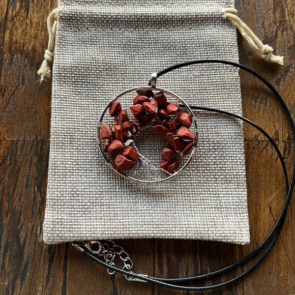 Large Red Jasper Necklace Tree Of Life Necklace - Picture 3 of 3
